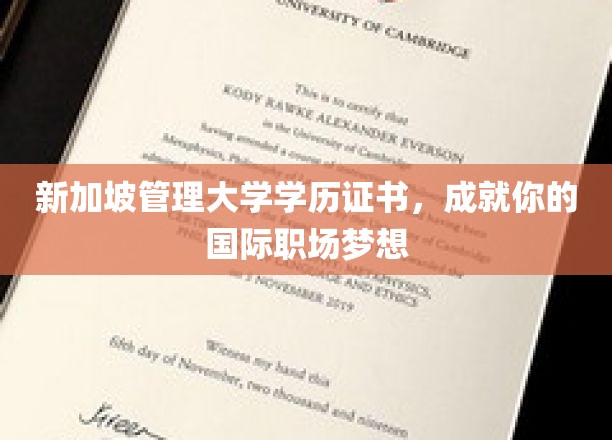 新加坡管理大学学历，助你驾驭全球职场舞台