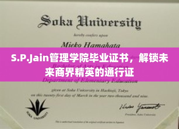 商界精英梦启航，S.P.Jain管理学院证书，开启未来无限可能