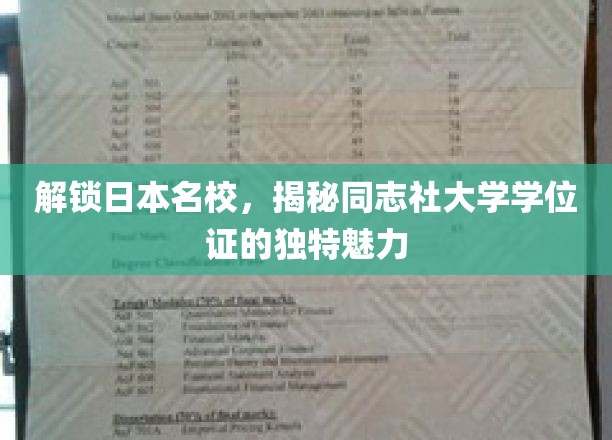探索日本顶尖学府，揭秘同志社大学学位证的独特魅力