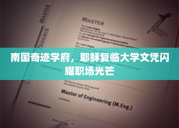 南国之光，耶稣复临大学学历在职场的璀璨辉煌