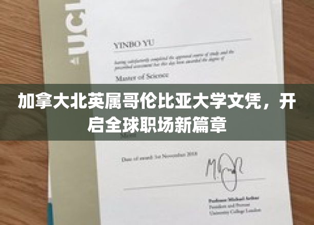 加拿大北英属哥伦比亚大学文凭，开启全球职场新篇章