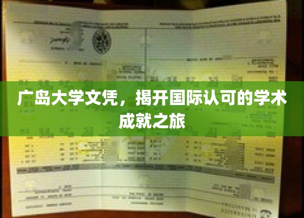 跨越国界，广岛大学文凭见证全球认可的学术辉煌之旅