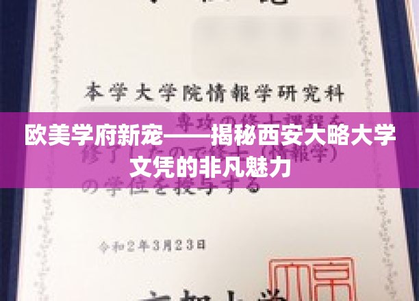 欧美学府新宠——揭秘西安大略大学文凭的非凡魅力