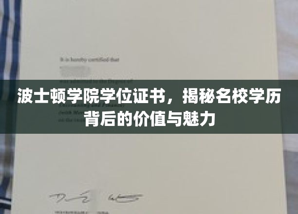 名校光环下的波士顿学院学位，深度解析其价值与独特魅力