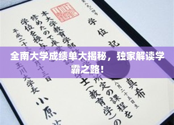 全南大学成绩单深度剖析，揭秘学霸成长之路！