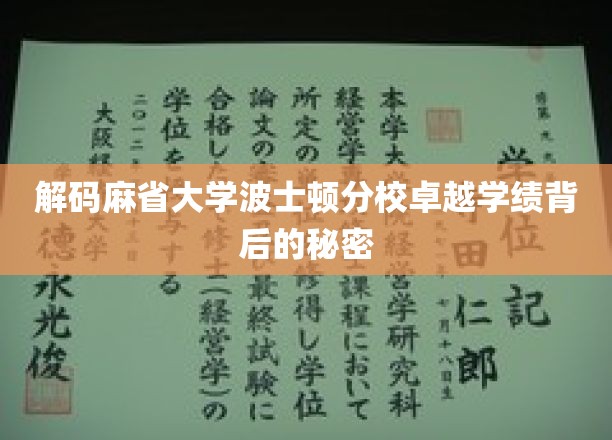 揭开麻省大学波士顿分校学霸养成记的神秘面纱