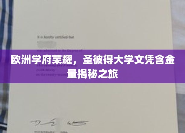 解码圣彼得，探寻欧洲顶尖学府文凭背后的无限价值