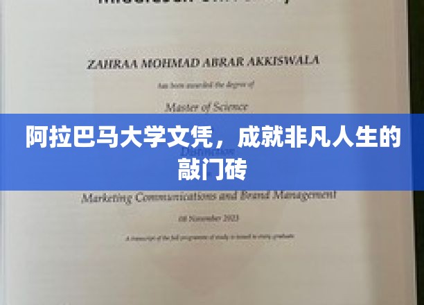 阿拉巴马大学文凭，开启非凡生涯的璀璨钥匙