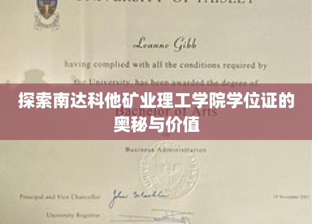 揭秘南达科他矿业理工学院学位证背后的价值与荣耀