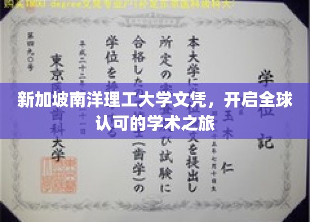 新加坡南洋理工大学文凭，开启全球认可的学术之旅