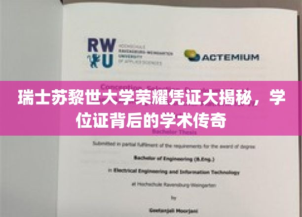 探寻苏黎世大学荣耀学位证，揭秘学术殿堂的非凡传承