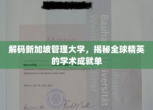 解码新加坡管理大学，揭秘全球精英的学术成就单