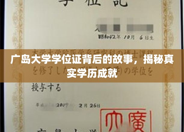 广岛大学学位证，探寻背后鲜为人知的学历传奇