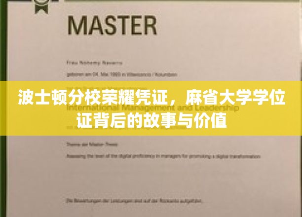 探寻麻省大学波士顿分校学位证的荣耀轨迹与深层价值