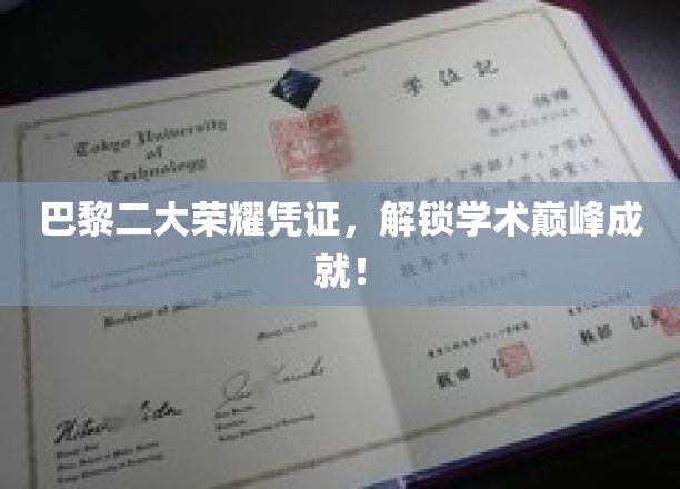巴黎二大荣耀通行证，开启学术巅峰之旅