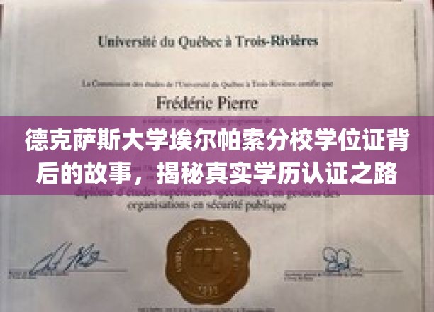 德克萨斯大学埃尔帕索分校学位证背后的故事，揭秘真实学历认证之路
