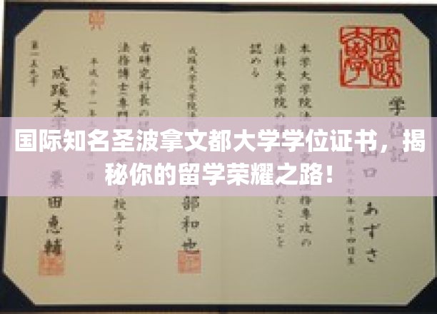 解锁国际荣耀，圣波拿文都大学学位证书，开启你的留学辉煌之旅！