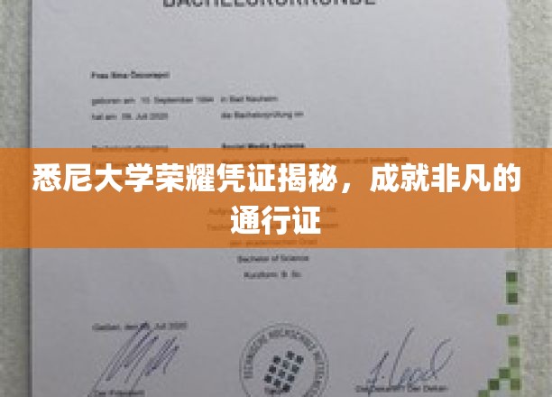 悉尼大学卓越证书，开启非凡人生旅程的通行证