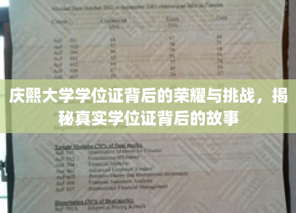 庆熙大学学位证，荣耀之光下的艰辛历程