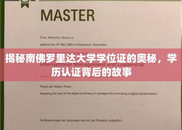 解码南佛罗里达大学学位证，一纸证书背后的传奇历程