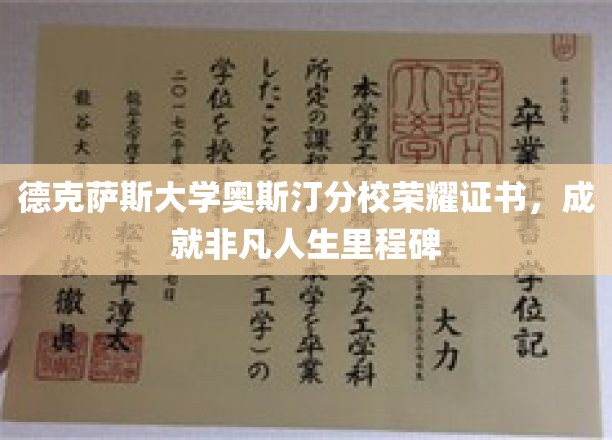 德克萨斯大学奥斯汀荣耀证书，铸就非凡人生的高峰见证