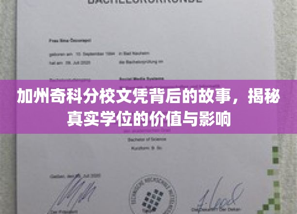 加州奇科分校文凭背后的故事，揭秘真实学位的价值与影响