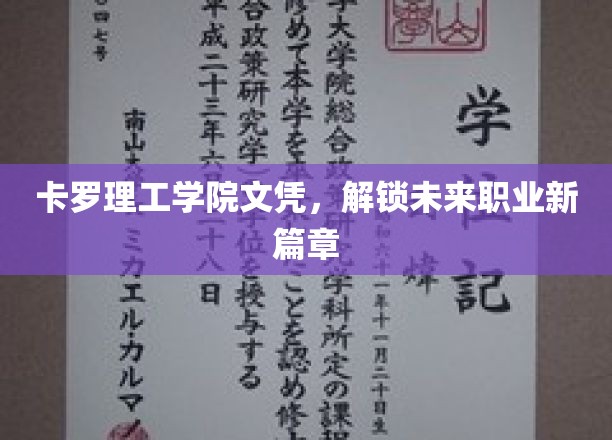 卡罗理工学院文凭，开启未来职业新篇章