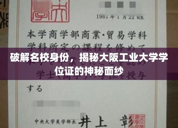 揭秘名校身份，一探大阪工业大学学位证的非凡奥秘