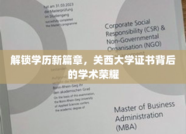 探秘关西大学，学历证书中的学术辉煌之路