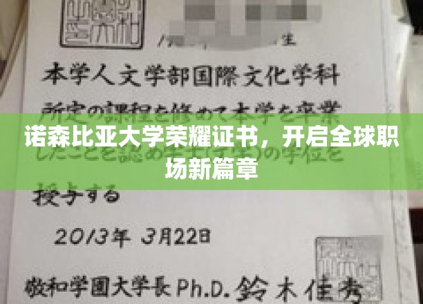 诺森比亚大学荣耀证书，开启全球职场新篇章