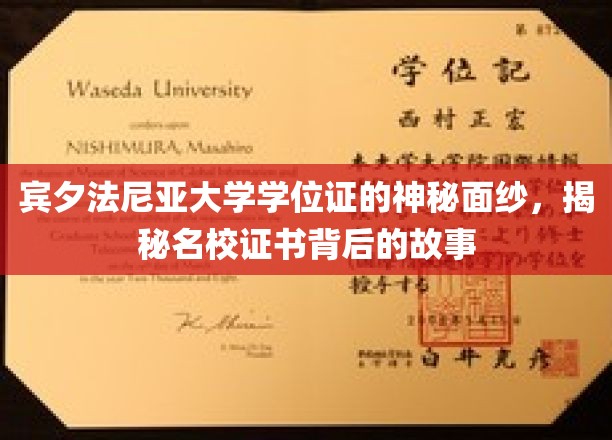 宾夕法尼亚大学学位证的神秘面纱，揭秘名校证书背后的故事