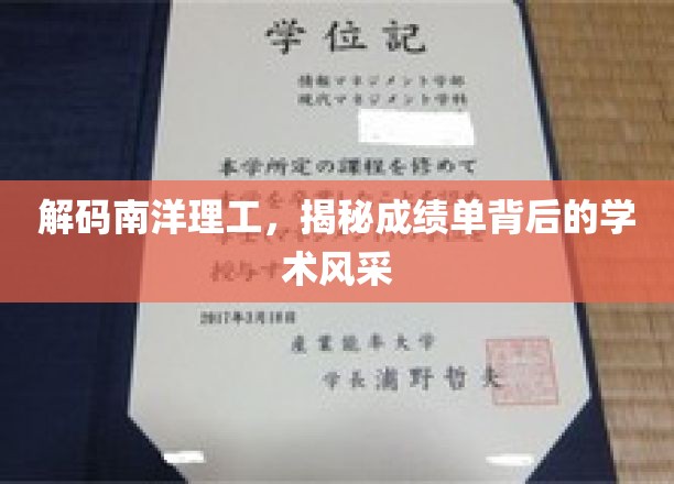南洋理工实力揭秘，成绩单背后的卓越学术魅力