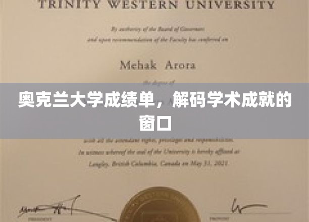 奥克兰大学成绩单，解码学术成就的窗口