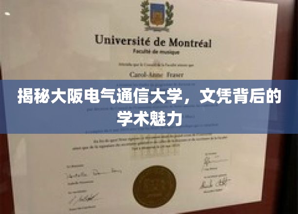 揭秘大阪电气通信大学，文凭背后的学术魅力