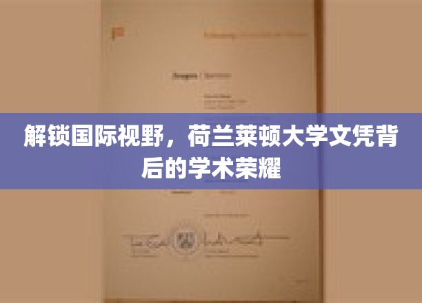 探秘荷兰莱顿大学，国际精英的学术殿堂与荣耀之路