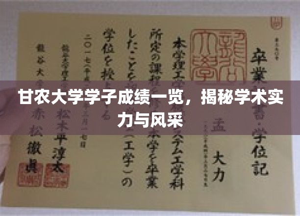 甘农精英风采展，学子成绩背后的学术实力解析