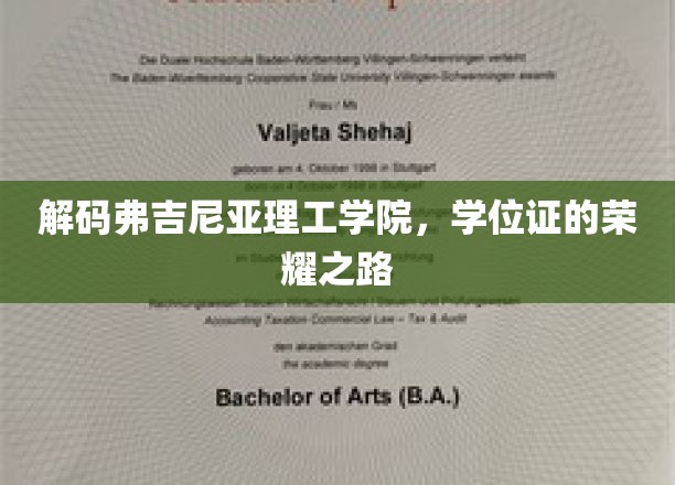 探寻弗吉尼亚理工学院学位证的荣耀轨迹