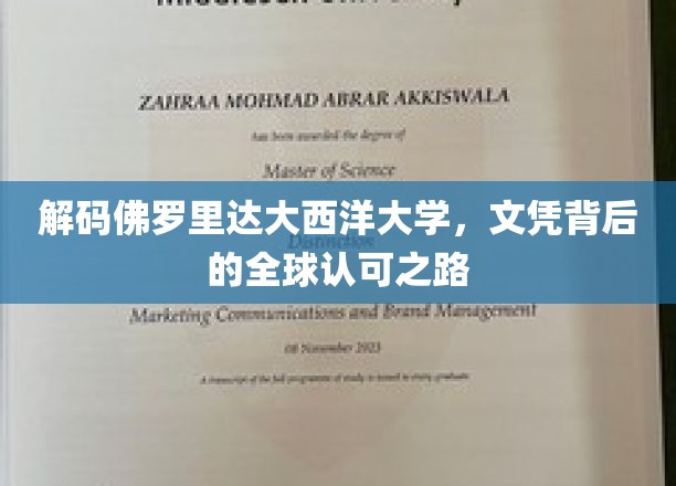 探寻佛罗里达大西洋大学，国际认可的文凭密码