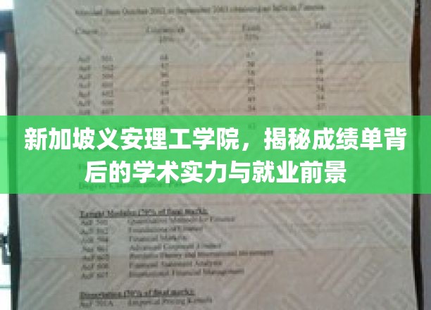 新加坡义安理工学院，揭秘成绩单背后的学术实力与就业前景