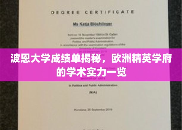 波恩大学成绩单揭秘，欧洲精英学府的学术实力一览