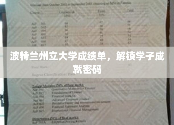 波特兰州立大学成绩单，揭秘学子成就背后的秘密钥匙