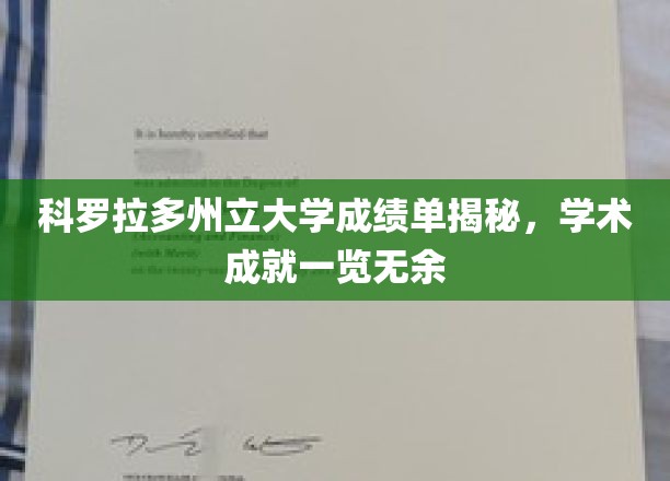 科罗拉多州大成绩单曝光，揭秘学子卓越学术之旅