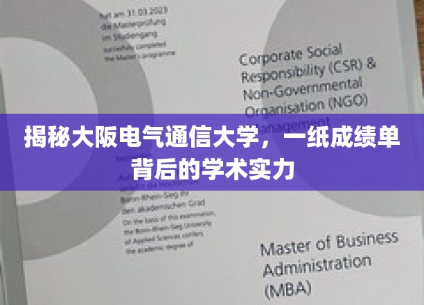 探寻大阪电气通信大学，成绩单背后的学术奥秘