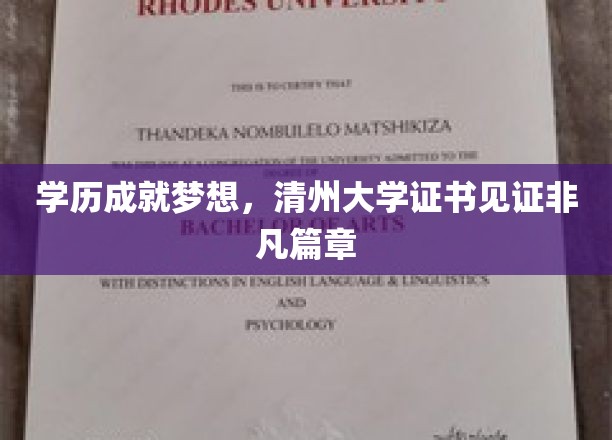 清州大学学历证书，铸就非凡成就之路