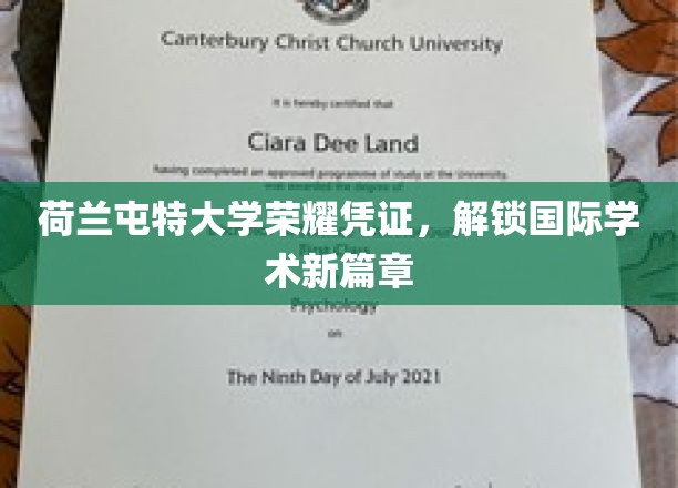 荷兰屯特大学荣誉证书，开启全球学术新纪元