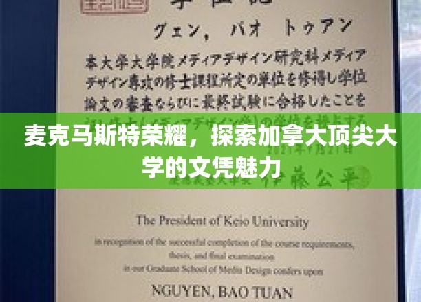 加拿大顶级学府麦克马斯特，揭秘文凭背后的无限魅力