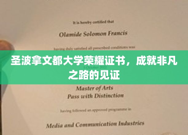 圣波拿文都荣耀证书，非凡成就的璀璨里程碑