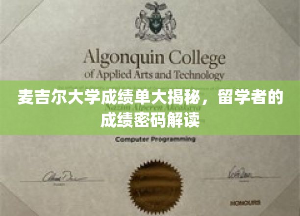 破解麦吉尔大学成绩单密码，留学者的学术成就解码指南