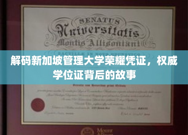 解码新加坡管理大学荣耀凭证，权威学位证背后的故事
