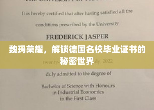 探寻德国名校毕业证书背后的魏玛传奇之旅
